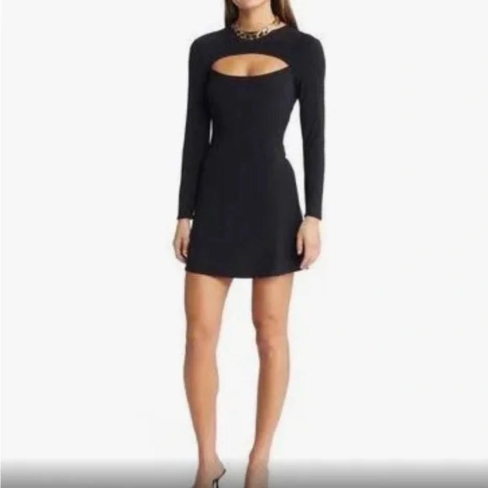Open Edit Black Cutout Bodycon Mini Dress Long Sleeve Womens XL Night Out